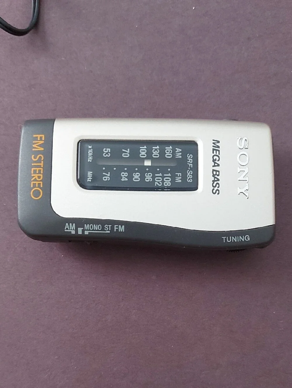 Sony Mega Bass FM Stereo Pocket Radio - Silver and Black